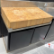Meuble inox bas gamme 650 noir - 1m00 - avec placard & billot de boucher bois