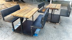 Table pique nique 1m10 x 1m60 - bois massif & métal brut 