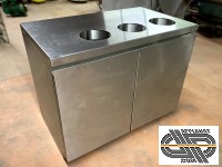 Meuble tri déchets tout inox - 1m x 60cm | 3 bacs 50L
