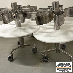 Table(s) ensacheuse(s) polyéthylène & inox, à 8 porte-sacs 