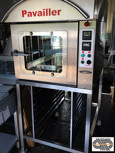 Four ventilé à 5 plaques 400 x 600 avec vapeur hotte + support à glissières sur roues avec condenseur- PAVAILLER C04B - petit four ventilé pour cuire 
