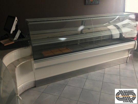 Ensemble vitrine boulangerie pâtisserie en L ± 3m65 x 3m10